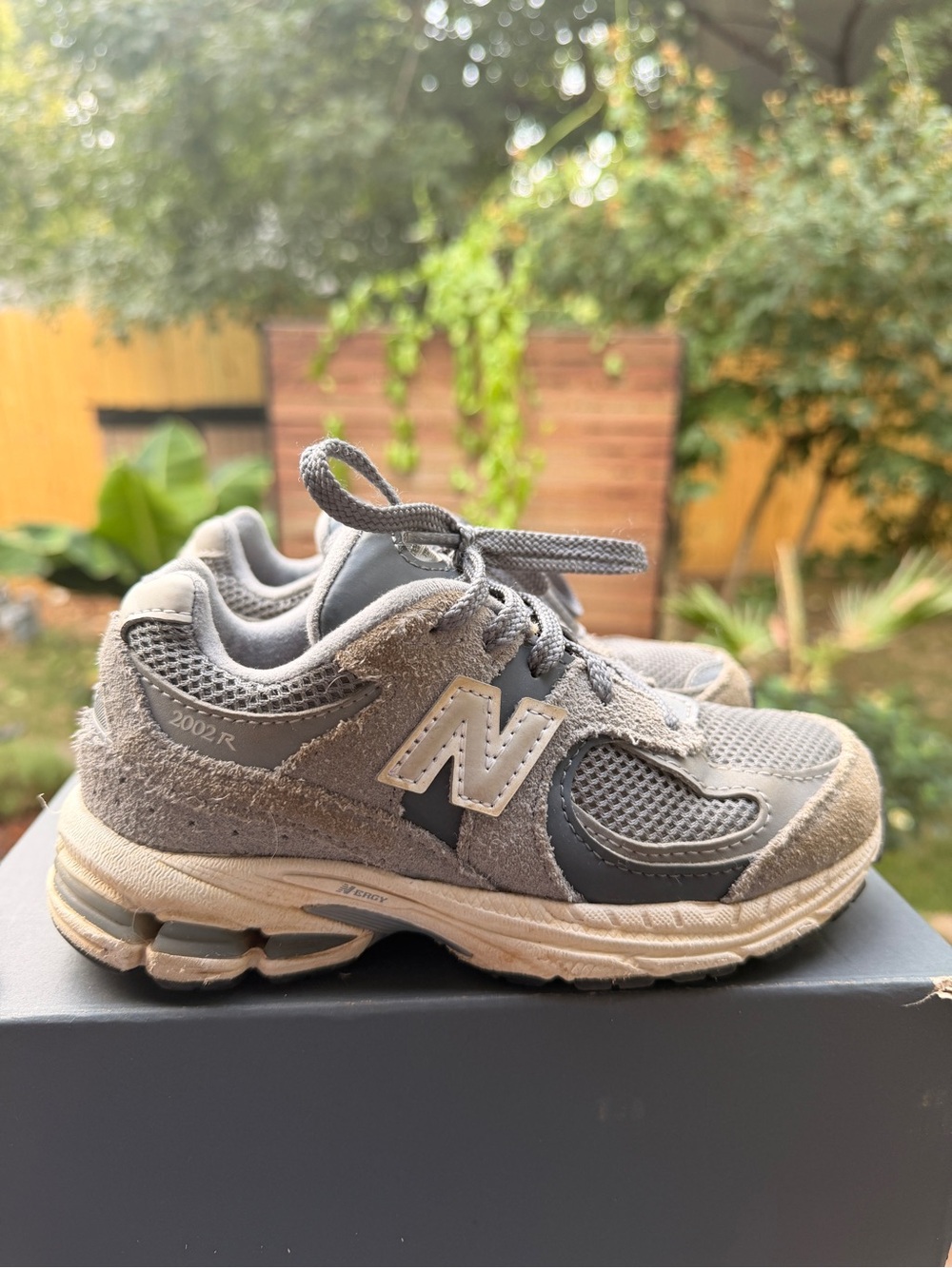 New Balance Kids Gray Suede & Mesh Sneakers